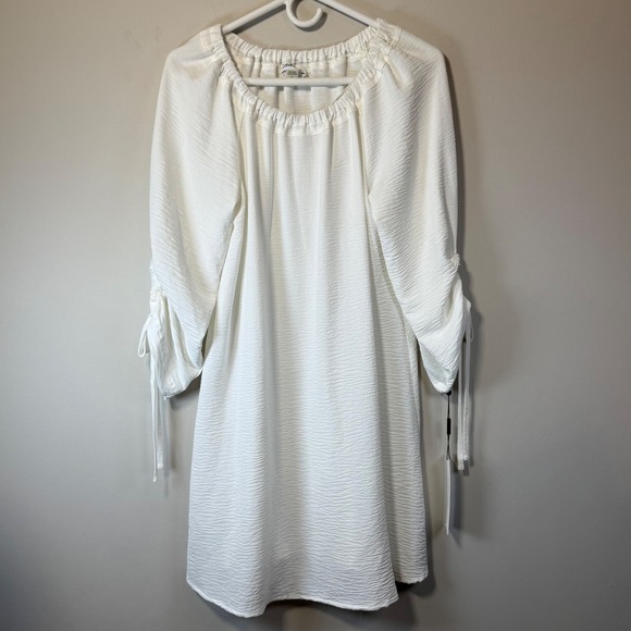 Calvin Klein Dresses & Skirts - NWT Calvin Klein White Sheath Dress Boat Neckline Tied, Ruched Sleeve Women's 6